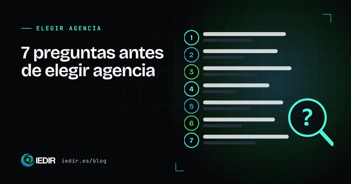 Ilustración de una lista numerada del 1 al 7 con líneas de texto y una lupa con un signo de interrogación