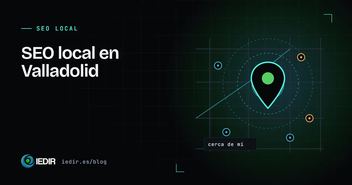 Ilustración de un mapa con un pin verde, círculos de alcance y puntos de otros negocios cercanos